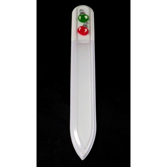 Glass Nail File Christmas Ornaments Czech Crystal Hand Painted Medium 5.5" - Picture 7 of 12